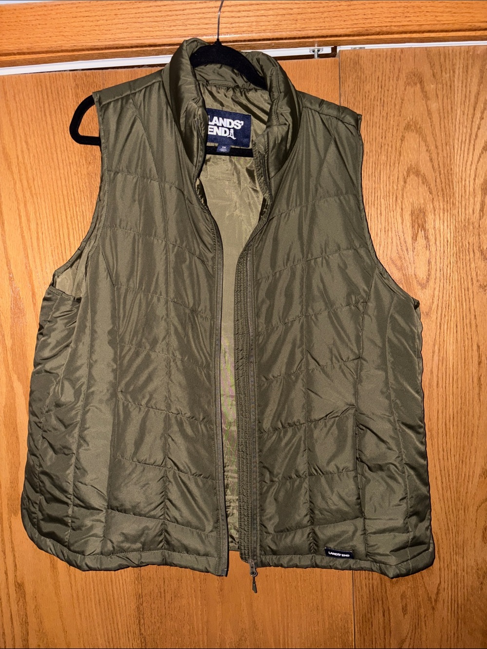 Lands' End Women’s Olive Quilted Vest